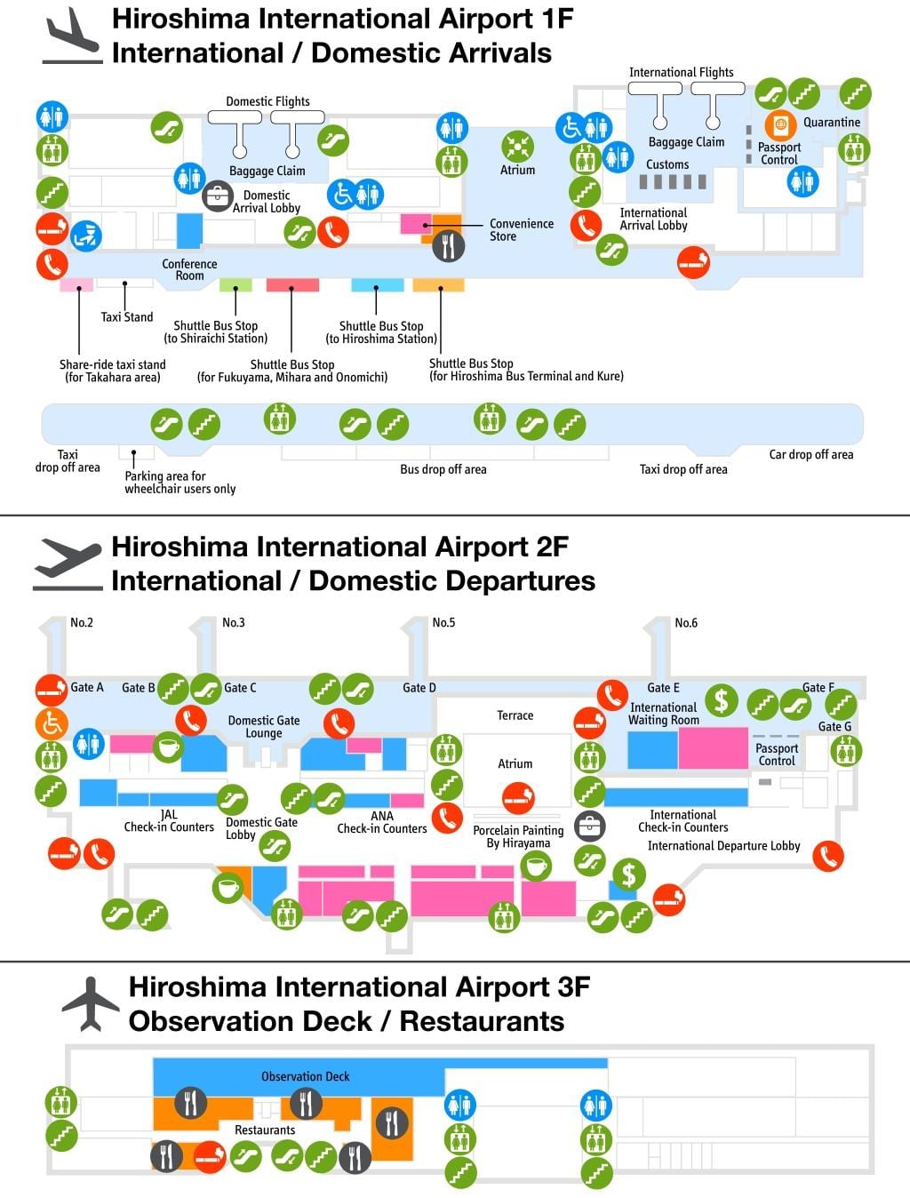 La carte de hiroshima aéroport