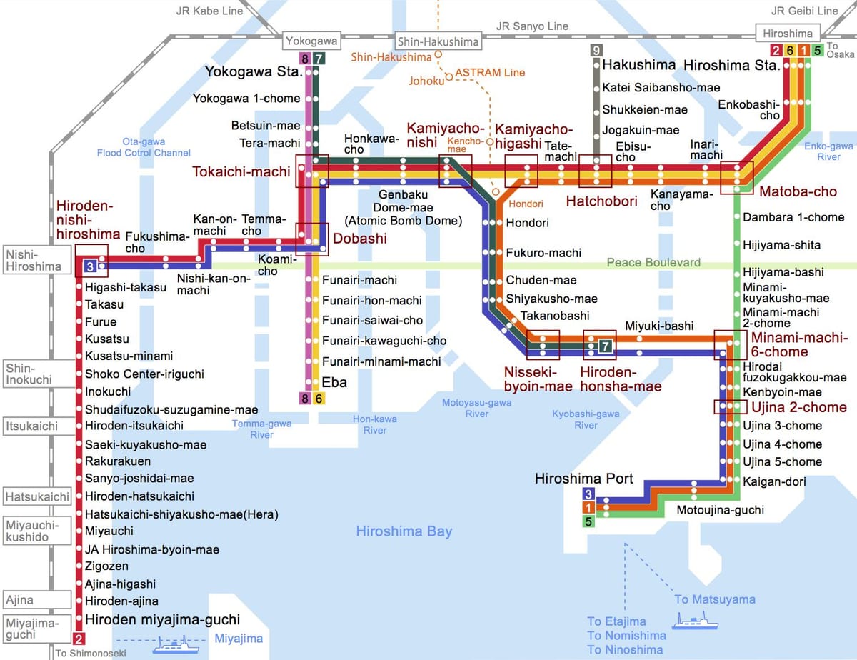 La carte de hiroshima bus 