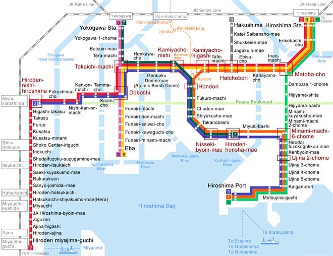 La carte de hiroshima, le tramway